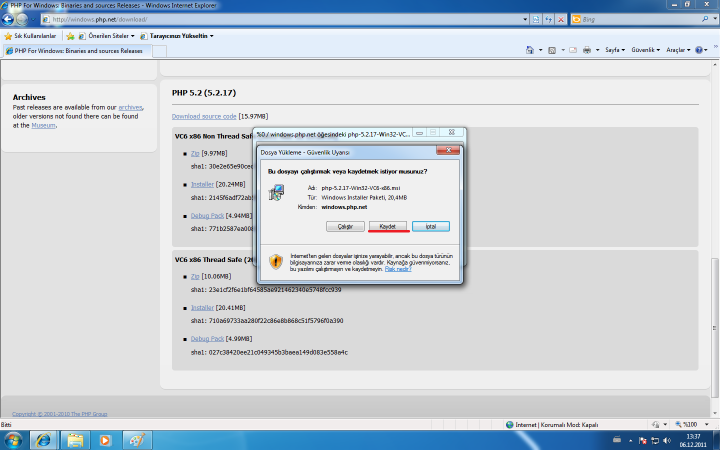PHP kurulumu