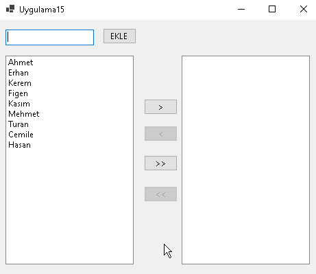 listBox Kullanımı